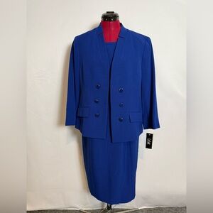 NWT Le Suit Jacket Dress Size 12 Twilight Blue 2-Piece Set Blazer & Dress